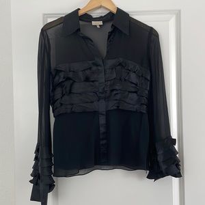 Karen Millen size 6 black silk shirt in mint condition.